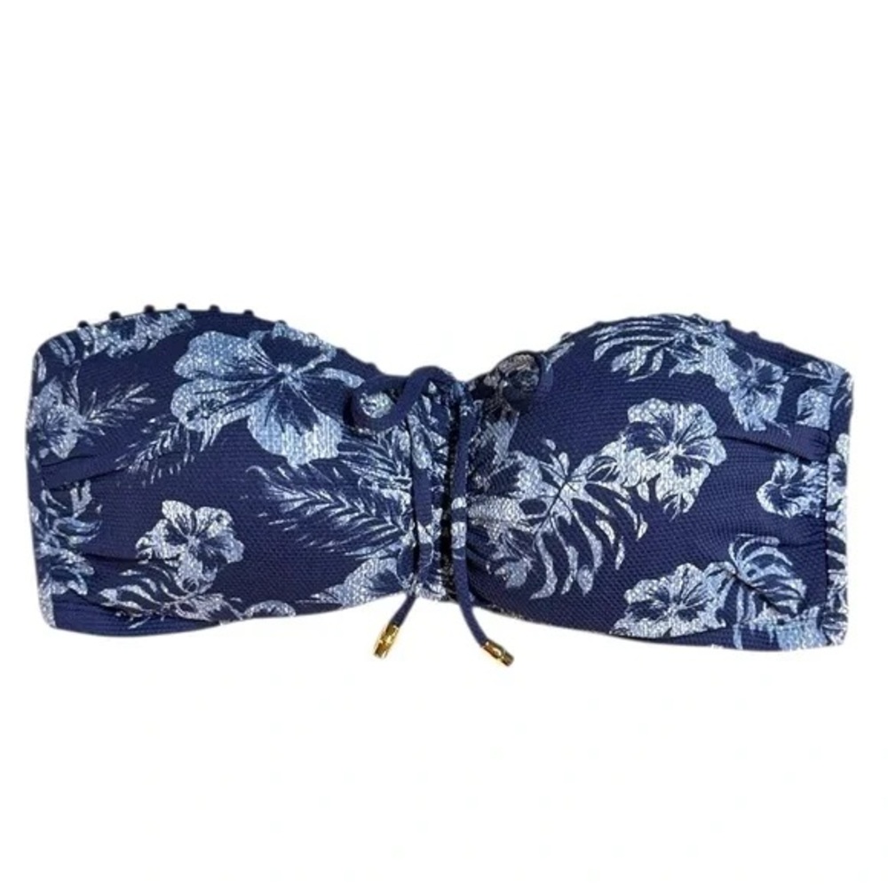 Tommy Bahama Chambray Blossoms Bandeau Bikini Top - Small - New - Picture 2 of 7